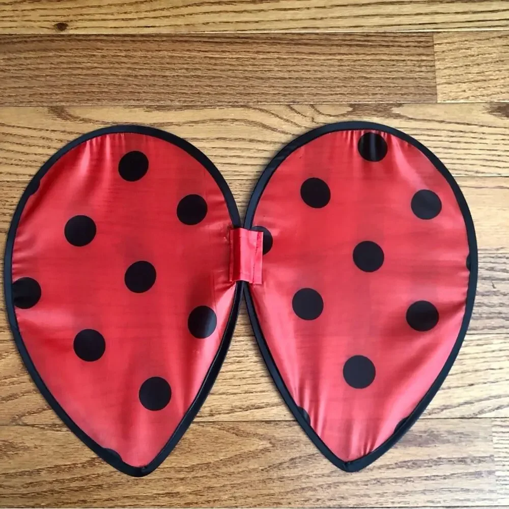 Bumble Bee Polk-a-dot Smocked Bodice Wings Red Black Dress Toddler Girl Size 2T